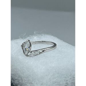 Silver plated white topaz statement piece ring